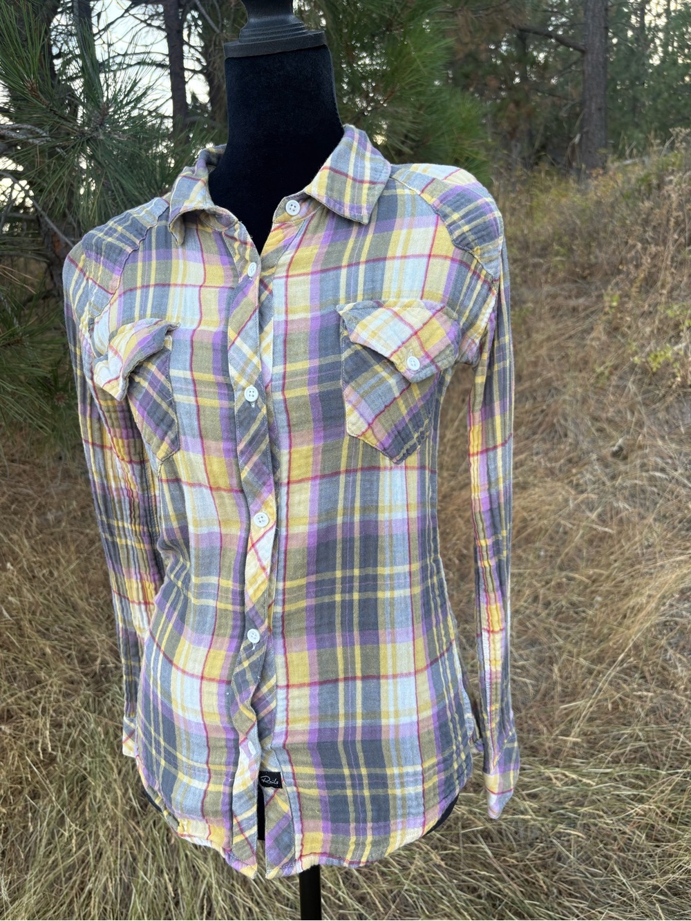 Rails Plaid Flannel Button Down Shirt Western Boho